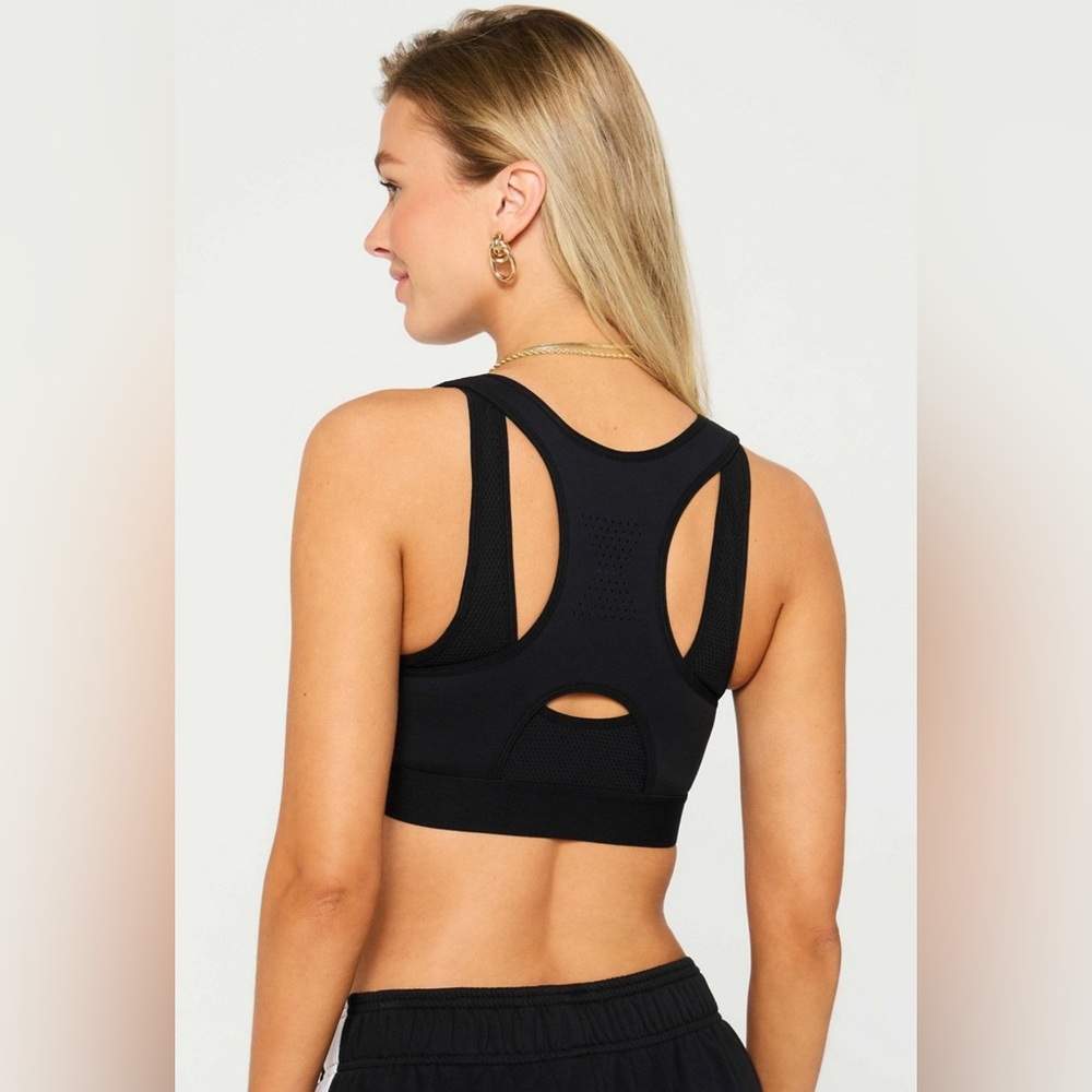 Fabletics Black Front Zip High Impact Sports Bra - image 2